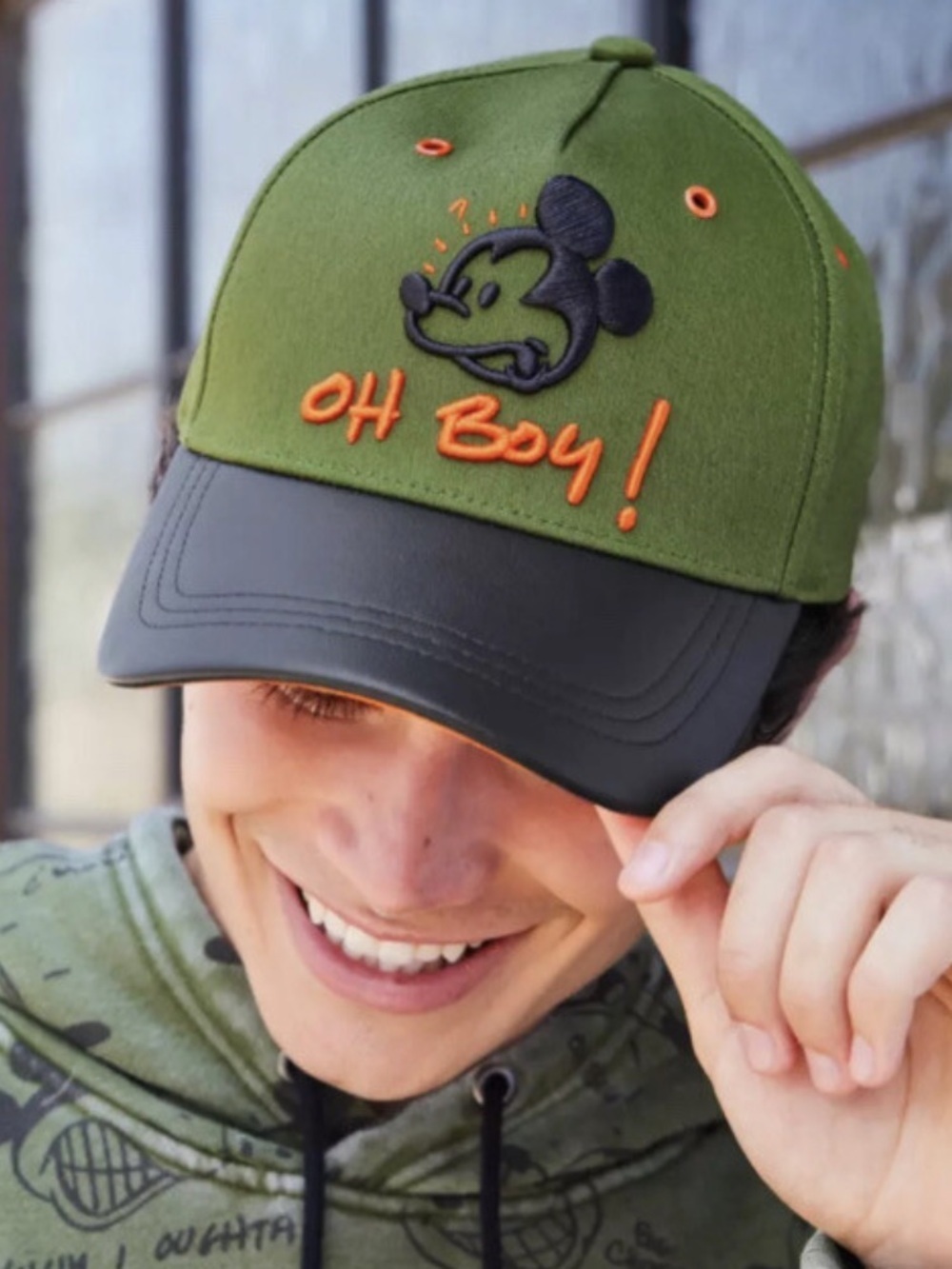 Disney Olive Green Black Embroidered 'Oh Boy!' Cap Hat Artist Series Bret Iwan